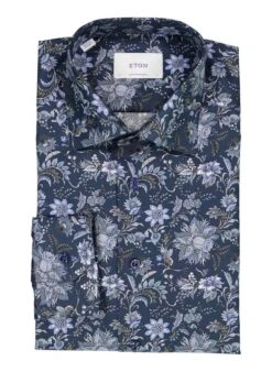 ETON, Hemd, Contemporary Fit, Dunkelblau Gemustert