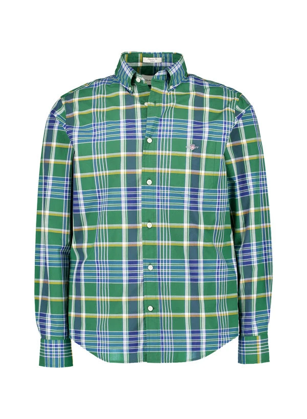 Gant, Hemd, Regular Fit, Baumwolle, Grün-blau Kariert 3 Gant, Hemd, Regular Fit, Baumwolle, Grün-blau Kariert