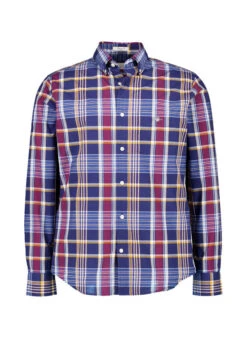 Gant, Hemd, Regular Fit, Baumwolle, Royalblau Kariert