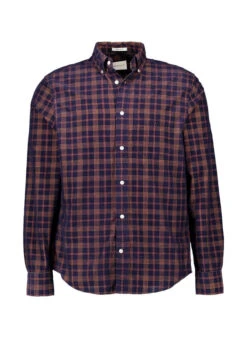 Gant, Hemd, Regular Fit, Cord, Nachtblau Kariert