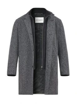 ROY ROBSON, Mantel, Mikrofaser Wattiert, Dunkelgrau Meliert