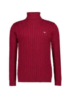 Gant, Rollkragenpullover, Baumwolle, Weinrot