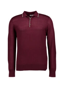 Ben Sherman, Pullover, Regular Fit, Merinowolle, Weinrot