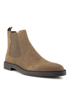 BOSS Black, Chelsea Boots Calev, Veloursleder, Mittelbeige