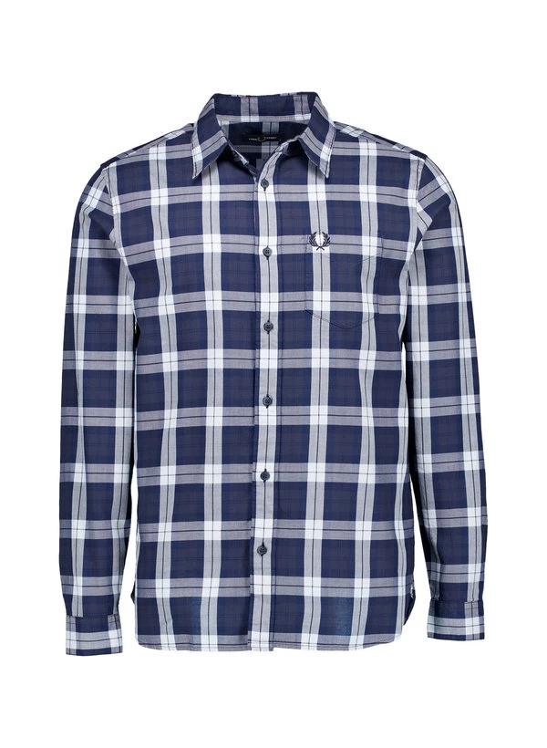 Fred Perry, Hemd, Baumwolle, Dunkelblau-weiß Kariert 3 Fred Perry, Hemd, Baumwolle, Dunkelblau-weiß Kariert