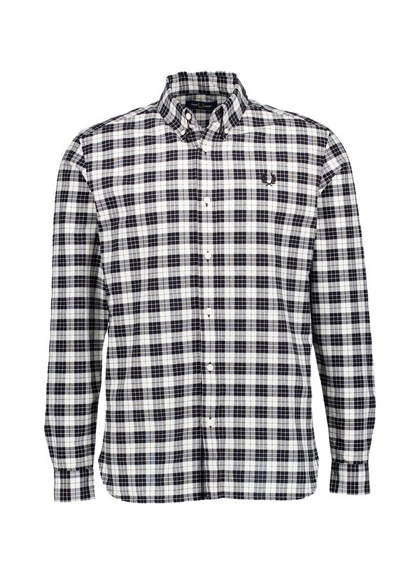 Fred Perry, Hemd, Baumwolle, Ecru-schwarz Kariert 3 Fred Perry, Hemd, Baumwolle, Ecru-schwarz Kariert