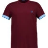 Fred Perry, T-Shirt, Baumwolle, Weinrot -Herrenausstatter Geschaft 450213 norm