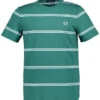 Fred Perry, T-Shirt, Baumwolle, Grün Gestreift 2 Fred Perry, T-Shirt, Baumwolle, Grün Gestreift -Herrenausstatter Geschaft 450214 norm