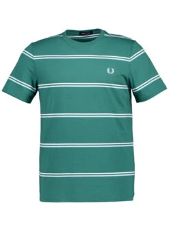 Fred Perry, T-Shirt, Baumwolle, Grün Gestreift