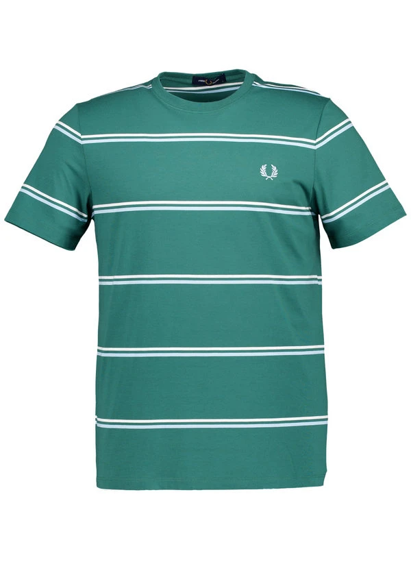 Fred Perry, T-Shirt, Baumwolle, Grün Gestreift 3 Fred Perry, T-Shirt, Baumwolle, Grün Gestreift