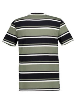 Fred Perry, T-Shirt, Baumwolle, Schwarz-grün Gestreift -Herrenausstatter Geschaft 450215 norm2