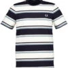 Fred Perry, T-Shirt, Baumwolle, Navy-ecru Gestreift -Herrenausstatter Geschaft 450216 norm