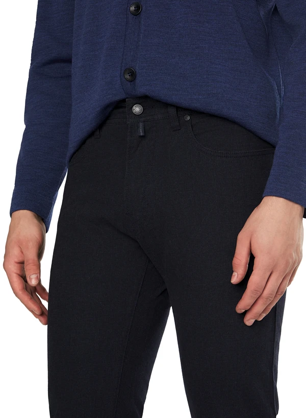 Pierre Cardin, Hose Lyon, Baumwolle, Blau Meliert 5 Pierre Cardin, Hose Lyon, Baumwolle, Blau Meliert – Bild 4