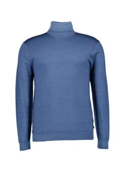 Pierre Cardin, Rollkragenpullover, Merinowolle, Stahlblau