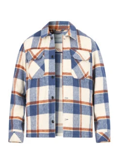 Pierre Cardin, Overshirt, Mikrofaser, Blau-ecru Kariert