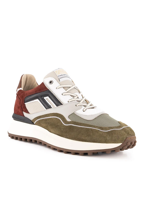Floris Van Bommel, Noppi 29.53 Sneaker, Veloursleder-Textil, Grün-bordeaux 3 Floris Van Bommel, Noppi 29.53 Sneaker, Veloursleder-Textil, Grün-bordeaux
