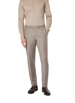 DRESSLER, Hose Janis, Regular Fit, Schurwoll-Flanell, Greige Meliert