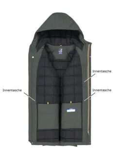 K-WAY, Parka, Mikrofaser Wasserabweisend, Grün-schwarz -Herrenausstatter Geschaft 450750 norm3