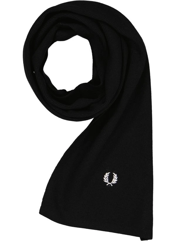Fred Perry, Schal, Wolle-Baumwolle, Schwarz 3 Fred Perry, Schal, Wolle-Baumwolle, Schwarz