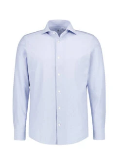 BOGGI MILANO, Hemd, Jersey, Mittelblau-weiß Gestreift