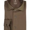 BOGGI MILANO, Hemd, Regular Fit, Jersey Atmungsaktiv, Braun Meliert -Herrenausstatter Geschaft 450896 norm