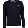 Fred Perry, Longsleeve, Baumwolle, Dunkelblau -Herrenausstatter Geschaft 450922 norm