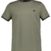 Fred Perry, T-Shirt, Baumwolle, Olivgrün 2 Fred Perry, T-Shirt, Baumwolle, Olivgrün -Herrenausstatter Geschaft 450947 norm