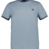 Fred Perry, T-Shirt, Baumwolle, Blaugrau 1 Fred Perry, T-Shirt, Baumwolle, Blaugrau -Herrenausstatter Geschaft 450948 norm