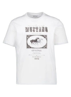 MUSTANG, T-Shirt, Baumwolle, Wollweiß