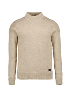 N.Z.A., Stehkragenpullover, Baumwolle, Beige Meliert