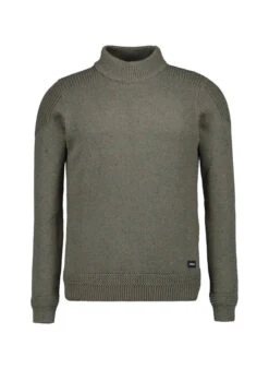 N.Z.A., Stehkragenpullover, Baumwolle, Militärgrün Meliert