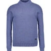 N.Z.A., Stehkragenpullover, Baumwolle, Blau Meliert -Herrenausstatter Geschaft 451204 norm