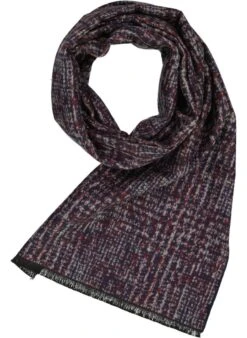 HECHTER PARIS Dunkelrot Kariert – Weicher Viskoseschal mit Fransenkanten