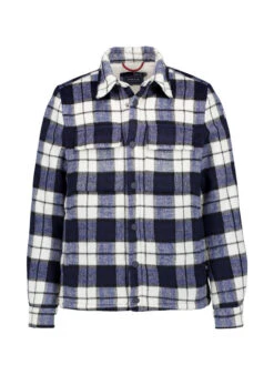 N.Z.A., Overshirt, Mikrofaser Teddyfutter, Navy-ecru Kariert