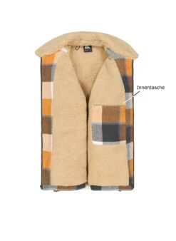 Quiksilver, Jacke, Flanell-Teddyfell, Braun-grau Kariert -Herrenausstatter Geschaft 451477 norm3