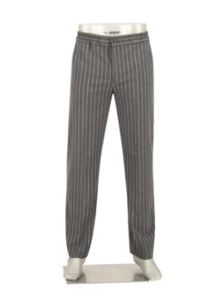 Alberto, Hose Luis, Wide Fit, Flanell, Grau Gestreift