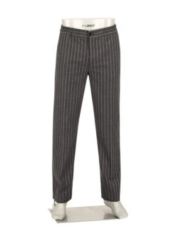 Alberto, Hose Luis, Wide Fit, Flanell, Dunkelgrau Gestreift