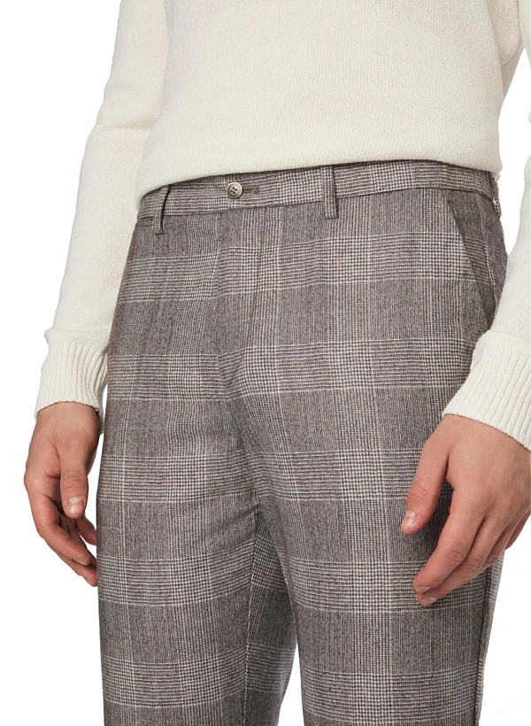 HACKETT, Hose, Schurwolle-Kaschmir, Braun-beige Kariert 6 HACKETT, Hose, Schurwolle-Kaschmir, Braun-beige Kariert – Bild 4