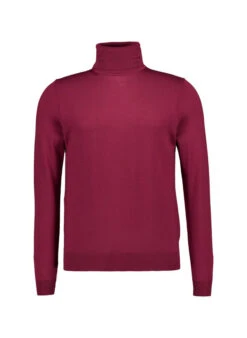 HUGO, Rollkragenpullover San Thomas, Schurwolle, Dunkelrot