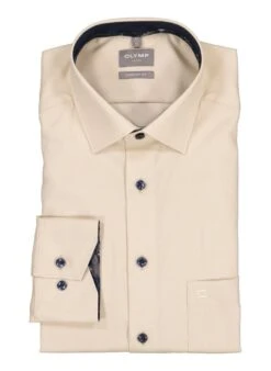 OLYMP, Hemd, Comfort Fit, Baumwolle, Natur