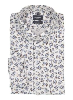 OLYMP, Hemd, Modern Fit, Baumwoll-Stretch Climate Control, Weiß Gemustert