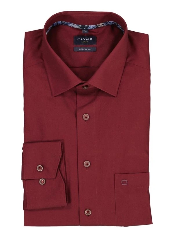 OLYMP, Hemd, Modern Fit, Baumwolle, Bordeaux 3 OLYMP, Hemd, Modern Fit, Baumwolle, Bordeaux