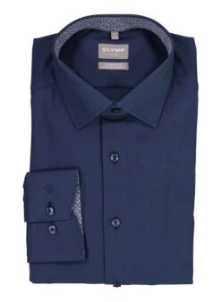 OLYMP, Hemd, Comfort Fit, Baumwoll-Stretch Climate Control, Marine