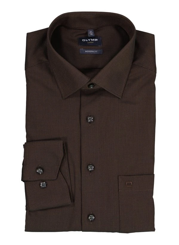 OLYMP, Hemd, Modern Fit, Baumwolle, Braun 3 OLYMP, Hemd, Modern Fit, Baumwolle, Braun