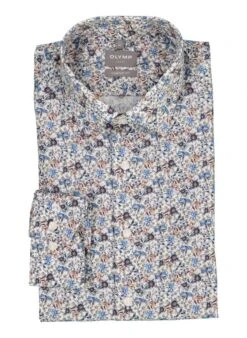 OLYMP, Hemd, Comfort Fit, Baumwolle, Weißfloral
