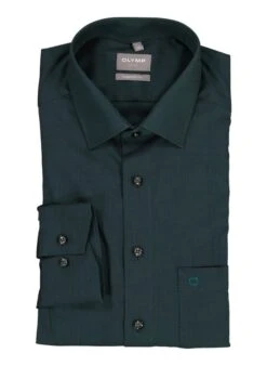 OLYMP, Hemd, Comfort Fit, Baumwolle, Tannengrün