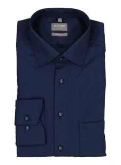 OLYMP, Hemd, Comfort Fit, Baumwolle, Marine