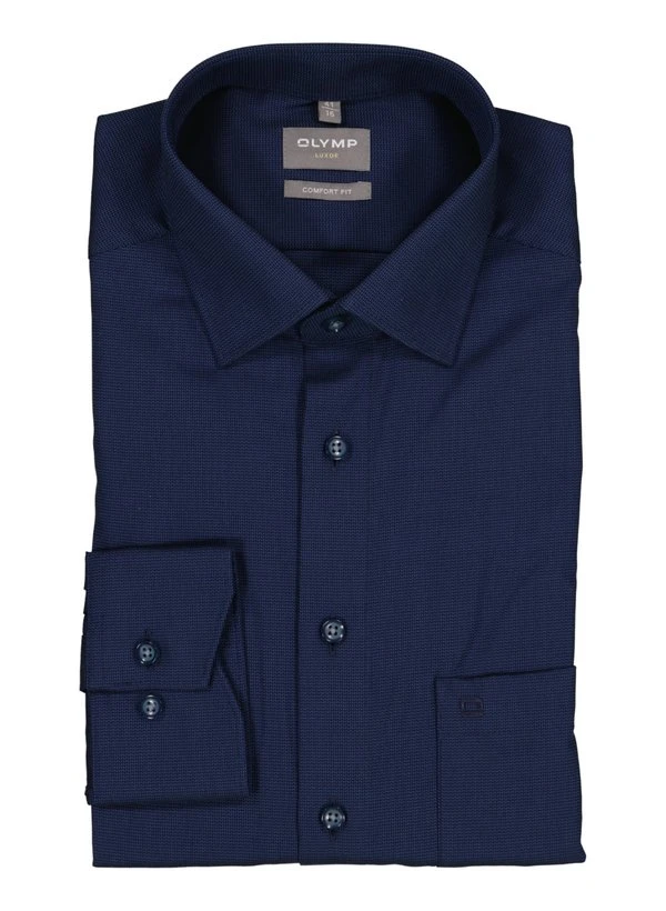 OLYMP, Hemd, Comfort Fit, Baumwolle, Marine 3 OLYMP, Hemd, Comfort Fit, Baumwolle, Marine