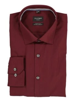 OLYMP, Hemd, Super Slim Fit, Baumwolle, Bordeaux
