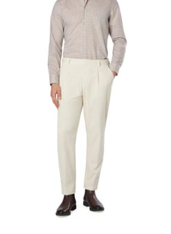 BOSS Black, Bundfaltenhose Perin, Cord, Ecru